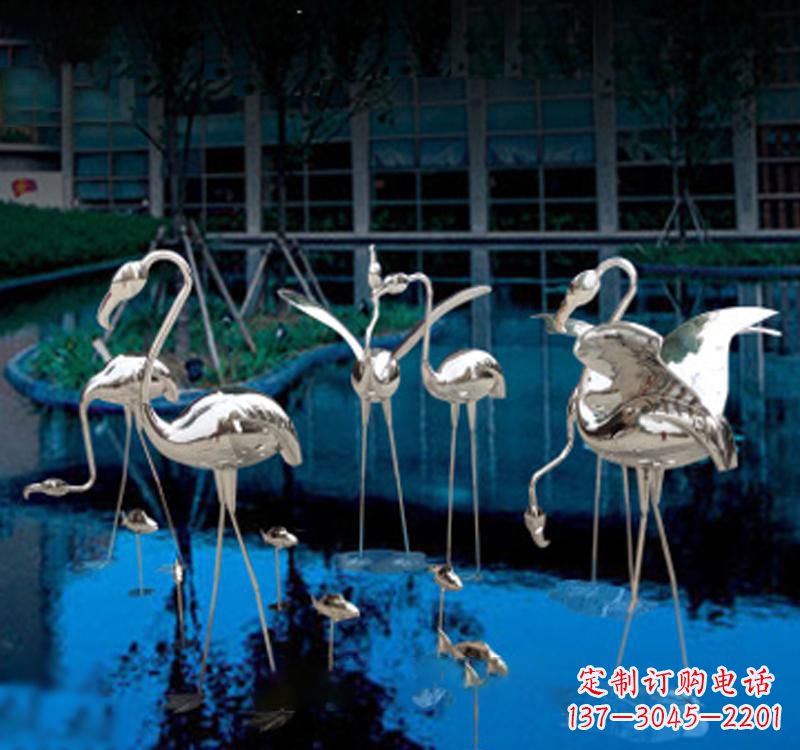 不锈钢小区动物仙鹤雕塑