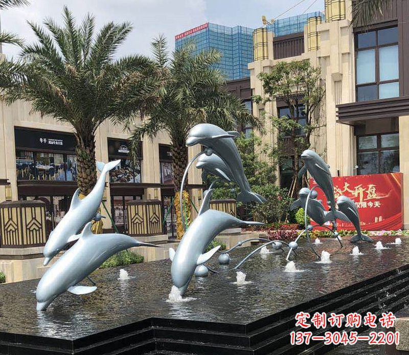 不锈钢海豚跳跃喷泉雕塑:美丽的艺术装置 不锈钢海豚跳跃喷泉雕塑:美丽的艺术装置