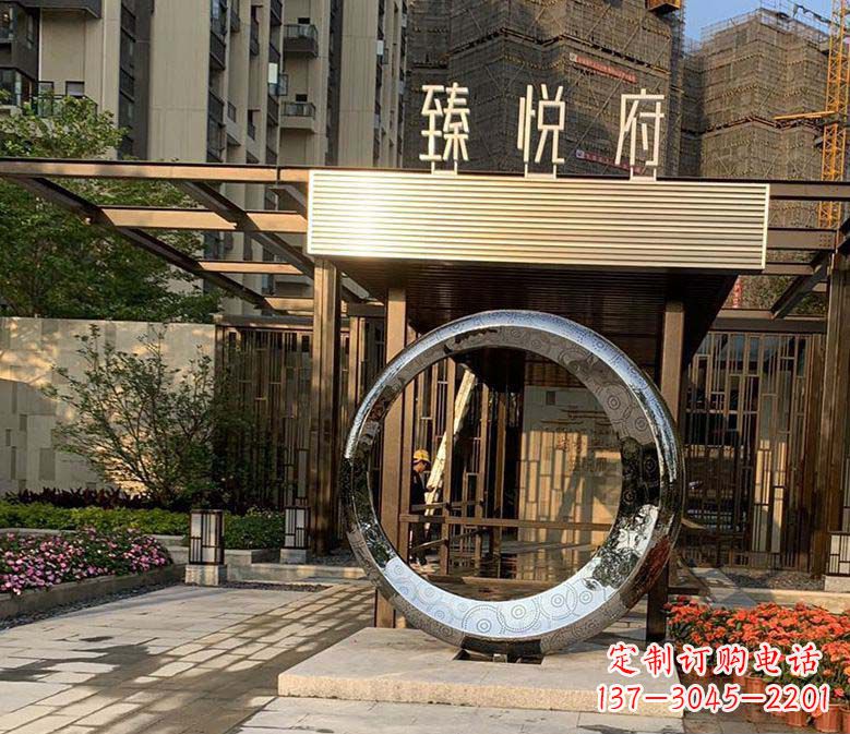 不锈钢小区景观圆环雕塑