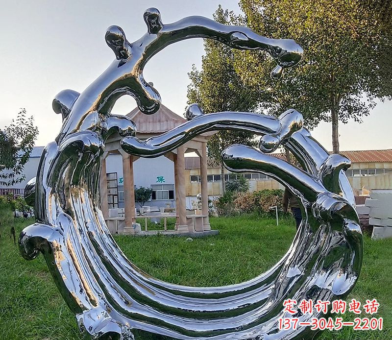 不锈钢小区浪花雕塑