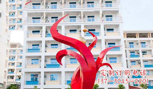 不锈钢小区怒放景观雕塑