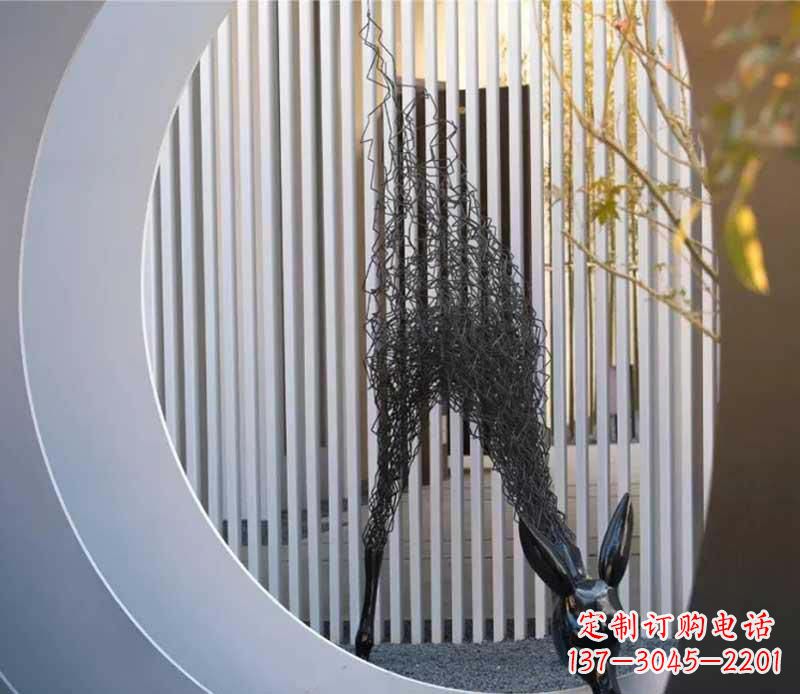 不锈钢小区长颈鹿雕塑