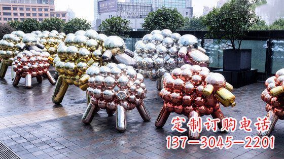 不锈钢小羊肖恩抽象动物雕塑
