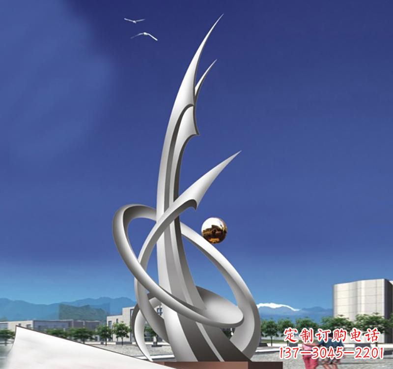 不锈钢校园超越景观标志雕塑