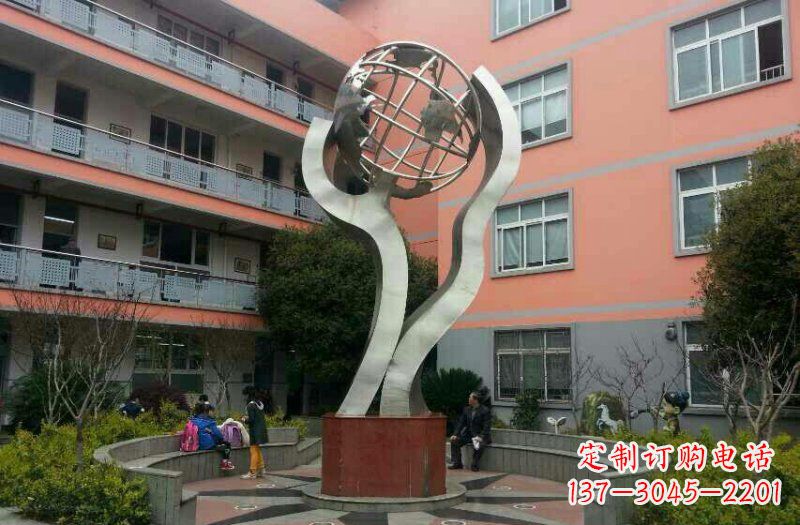 不锈钢/校园/抽象/地球-不锈钢校园抽象地球雕塑 不锈钢/校园/抽象/地球-不锈钢校园抽象地球雕塑