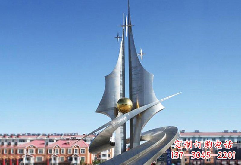 不锈钢校园抽象启航雕塑