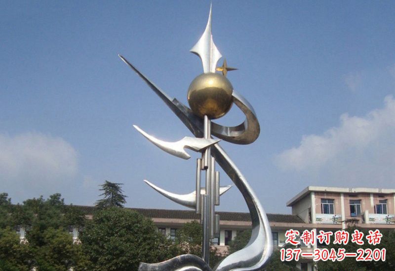 不锈钢校园抽象腾飞雕塑
