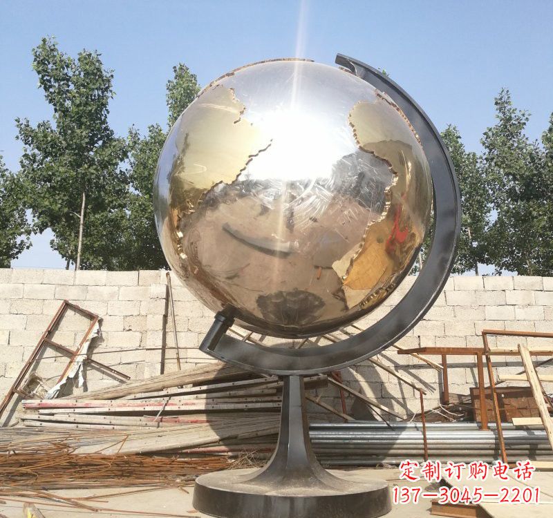 地球仪雕塑 - 不锈钢/校园/地球仪 地球仪雕塑 - 不锈钢/校园/地球仪