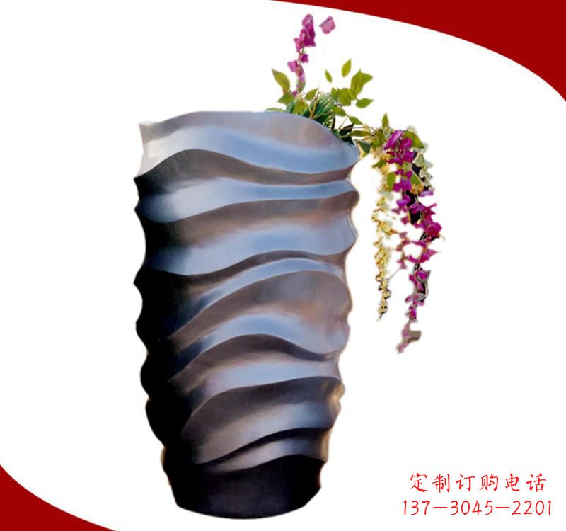 不锈钢校园景观花盆雕塑美化校园环境