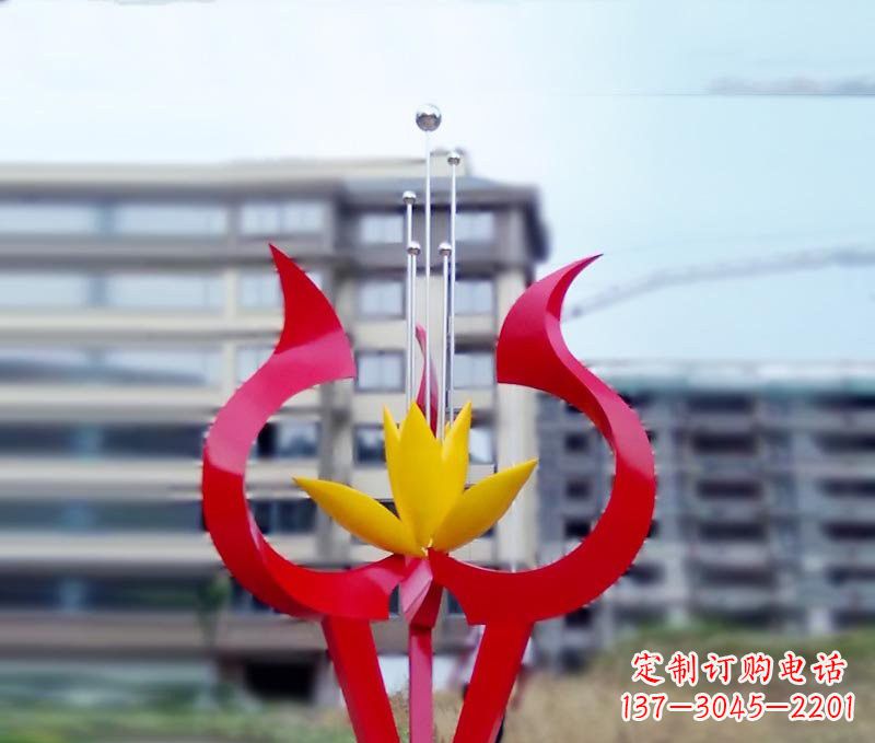 不锈钢校园绽放的花朵雕塑