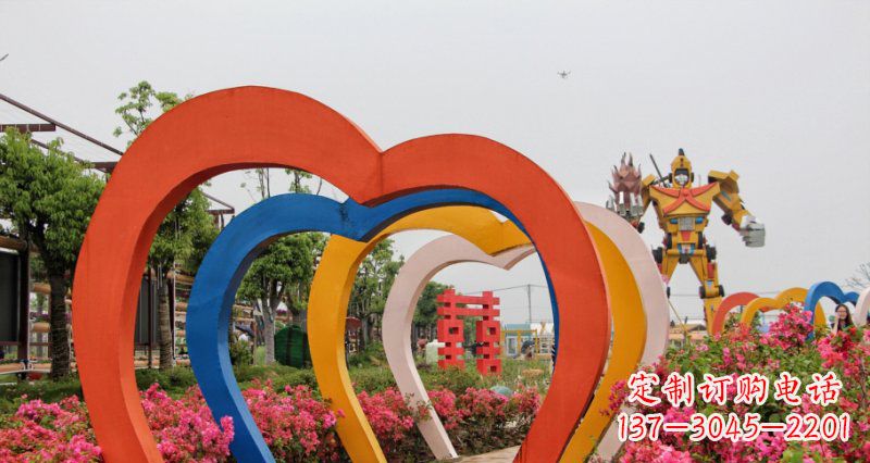 不锈钢心形拱门公园雕塑