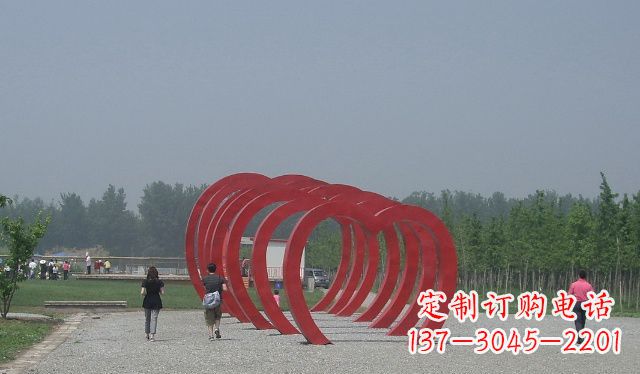 不锈钢心形拱门公园景观雕塑