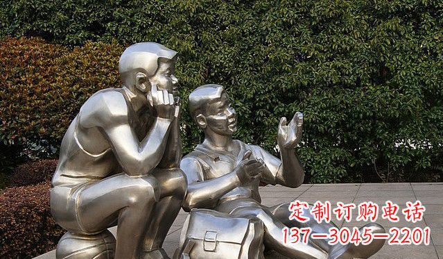 不锈钢学生人物雕塑