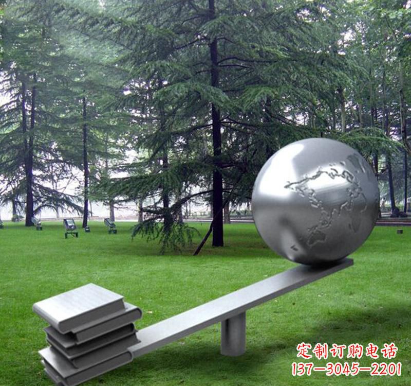 不锈钢学校标识雕塑