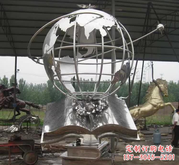 不锈钢地球仪雕塑精美的自然之美 不锈钢地球仪雕塑精美的自然之美