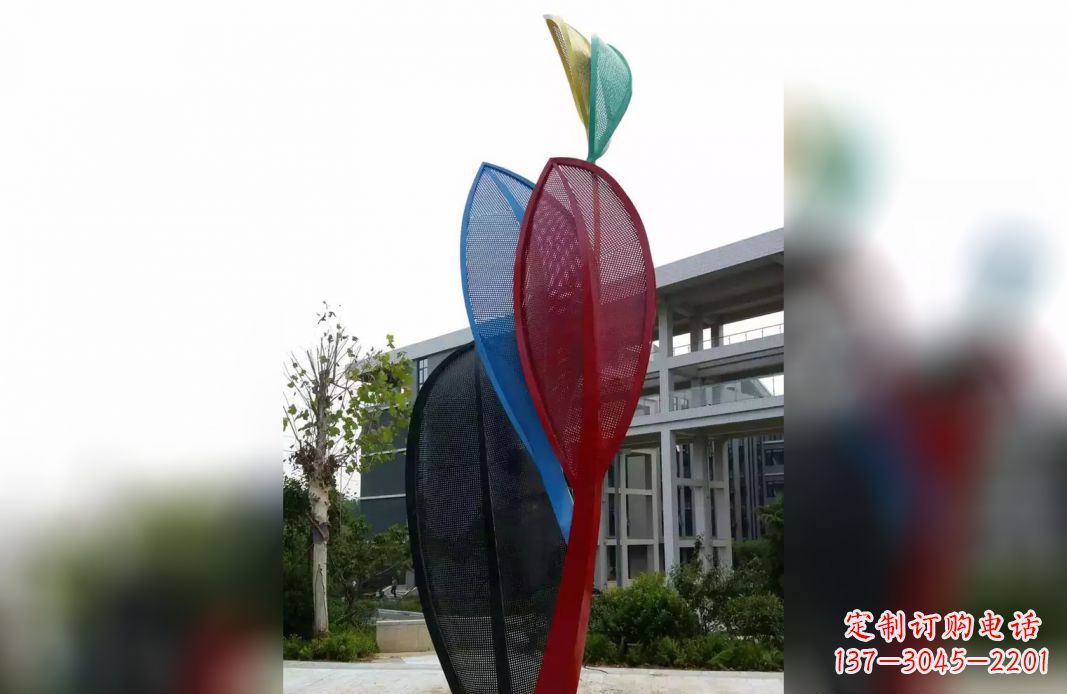 不锈钢叶子造型景观雕塑