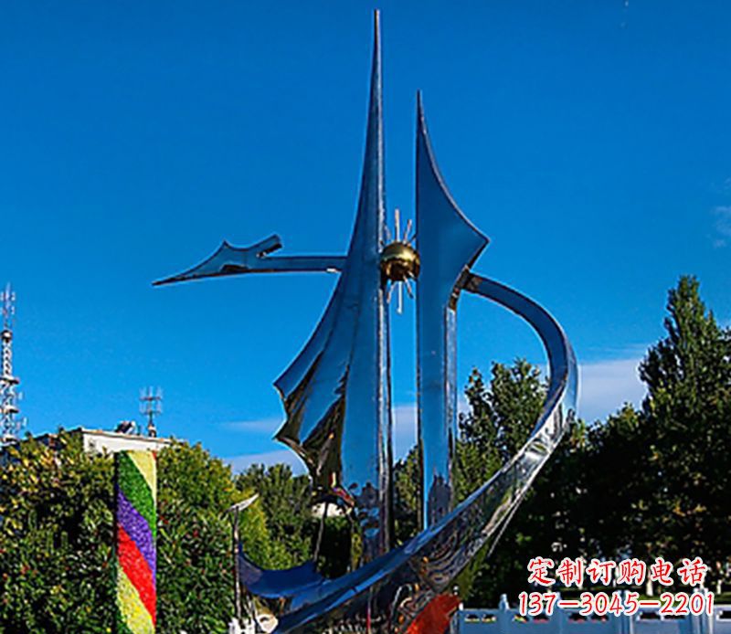不锈钢一帆风顺广场景观雕塑