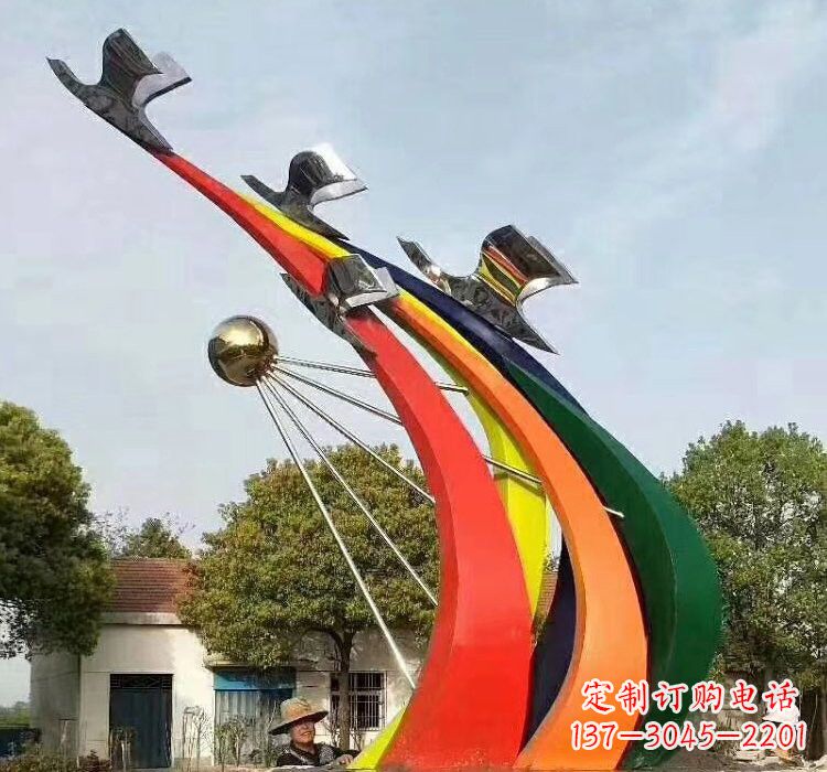 不锈钢一飞冲天校园雕塑