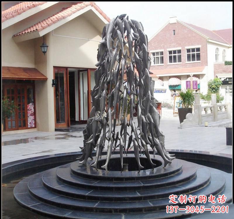 不锈钢艺术鱼群雕塑