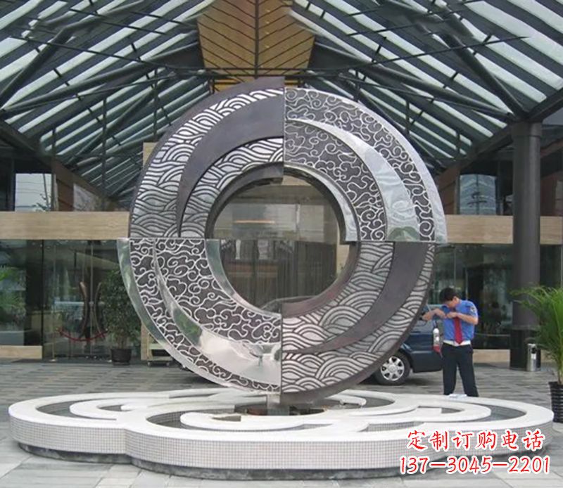 不锈钢圆环雕塑,点缀酒店空间 不锈钢圆环雕塑,点缀酒店空间