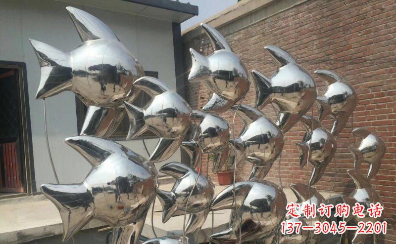不锈钢鱼群公园雕塑