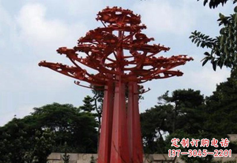 不锈钢园林抽象枫树雕塑