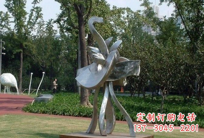 不锈钢园林抽象花朵雕塑