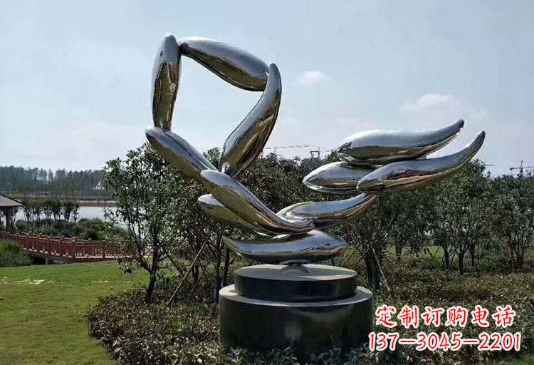 不锈钢园林抽象鱼雕塑
