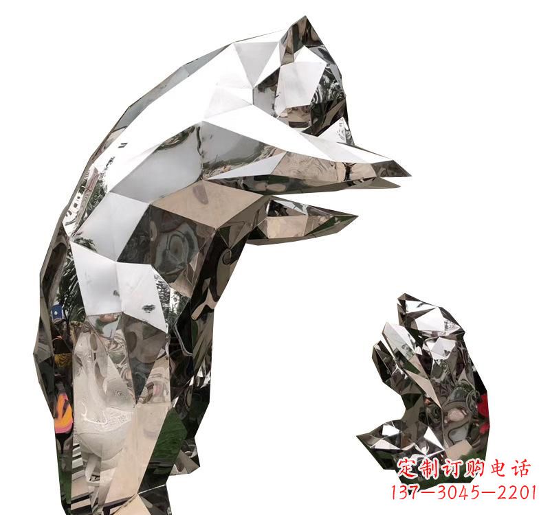 不锈钢园林动物熊猫雕塑