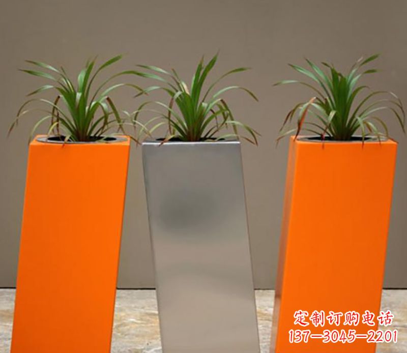 不锈钢园林花盆雕塑