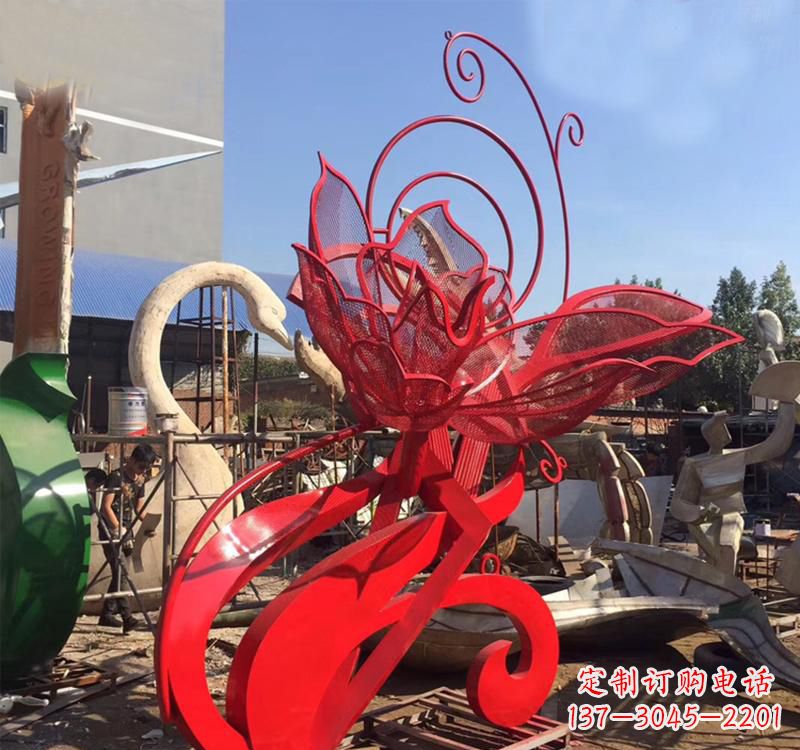 不锈钢园林剪纸镂空花朵雕塑