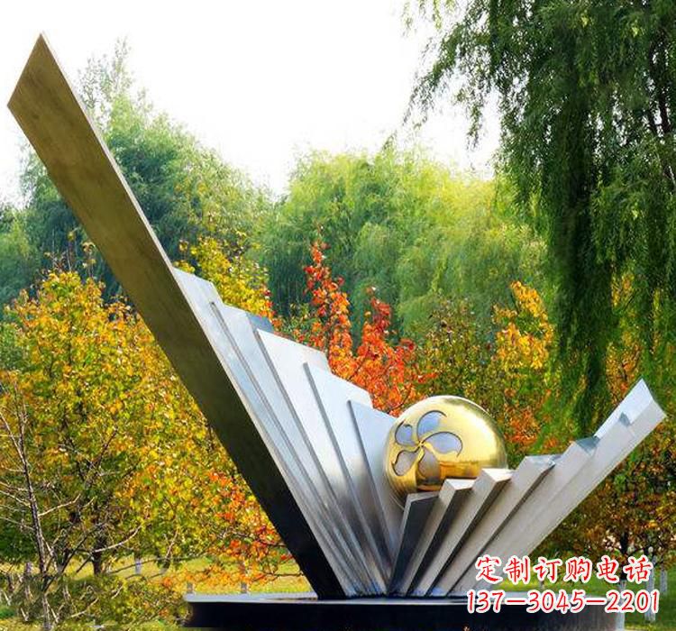 不锈钢园林景观扇贝雕塑