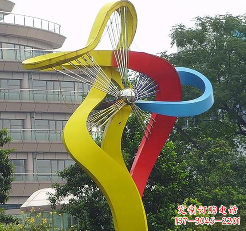 不锈钢园林烤漆风车雕塑