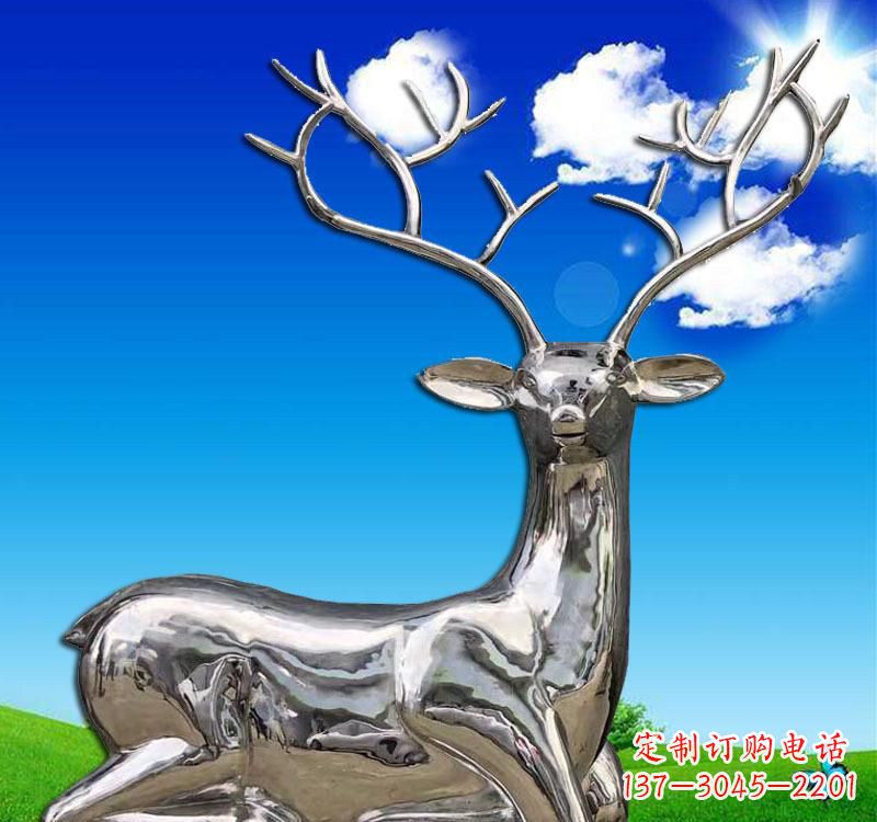 不锈钢园林鹿雕塑
