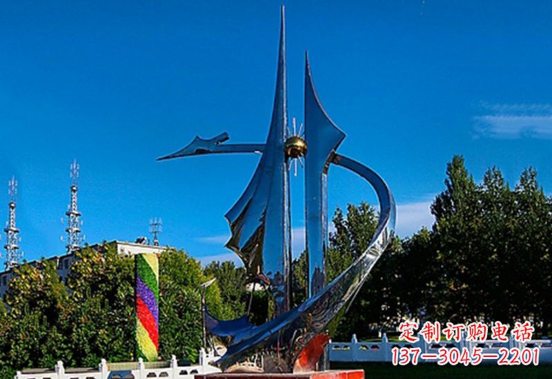 不锈钢园林一帆风顺雕塑