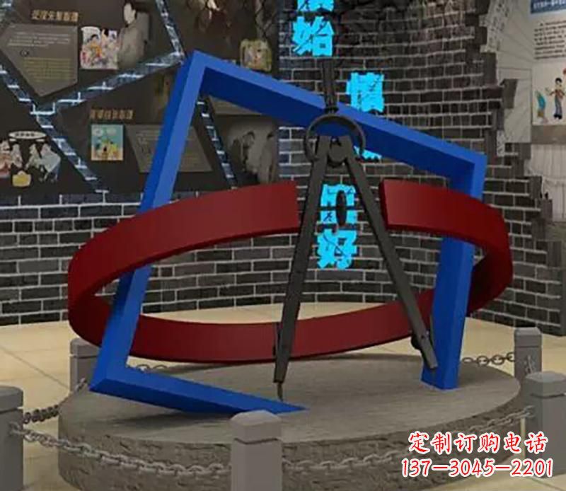 不锈钢圆规雕塑实现景观美化的艺术之作 不锈钢圆规雕塑实现景观美化的艺术之作