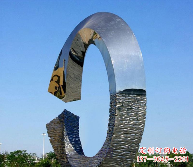 不锈钢圆环标志景观雕塑