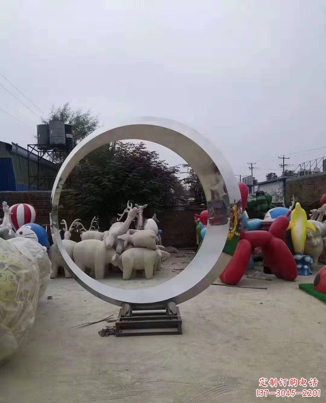 不锈钢圆环雕塑广场景观雕塑户外摆件