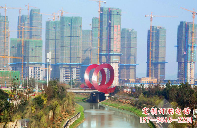 不锈钢圆环公园雕塑 (2)
