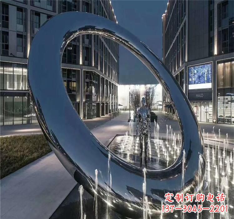 不锈钢圆环景观雕塑2