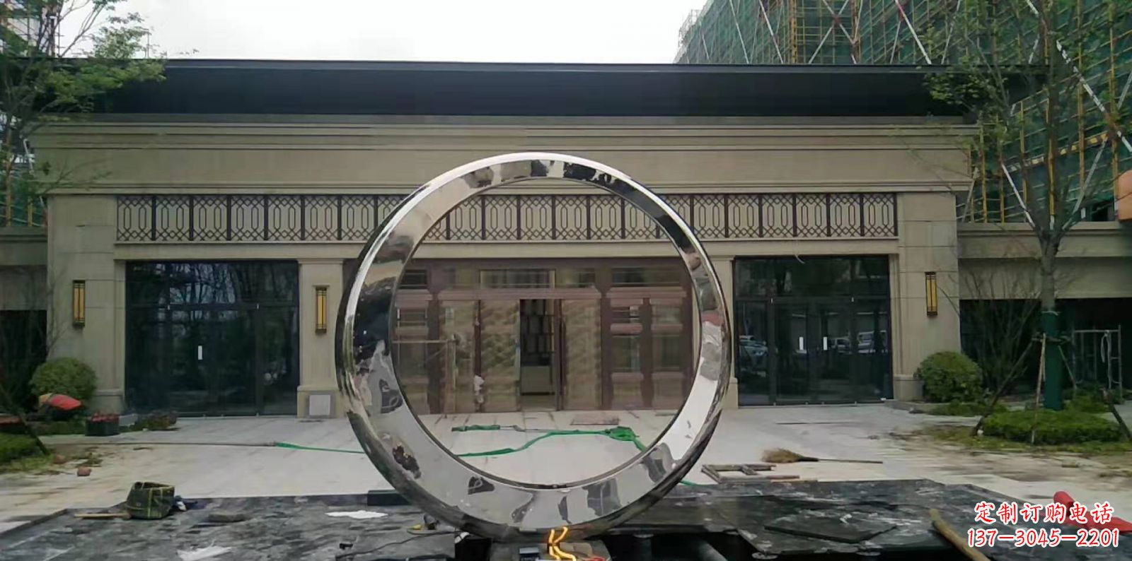 不锈钢圆环喷泉雕塑广场景观雕塑户外摆件