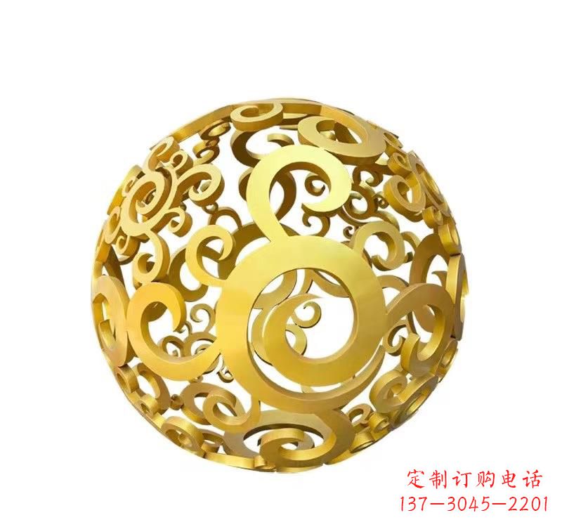 不锈钢圆形镂空球 雕塑