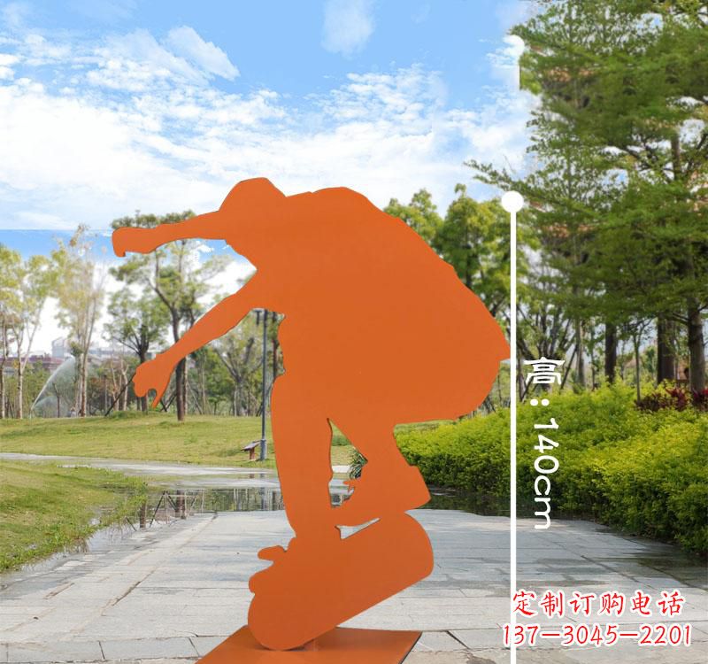 不锈钢运动抽象滑板雕塑