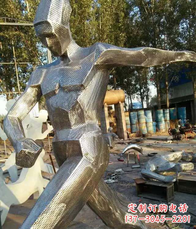 不锈钢运动抽象人物雕塑1