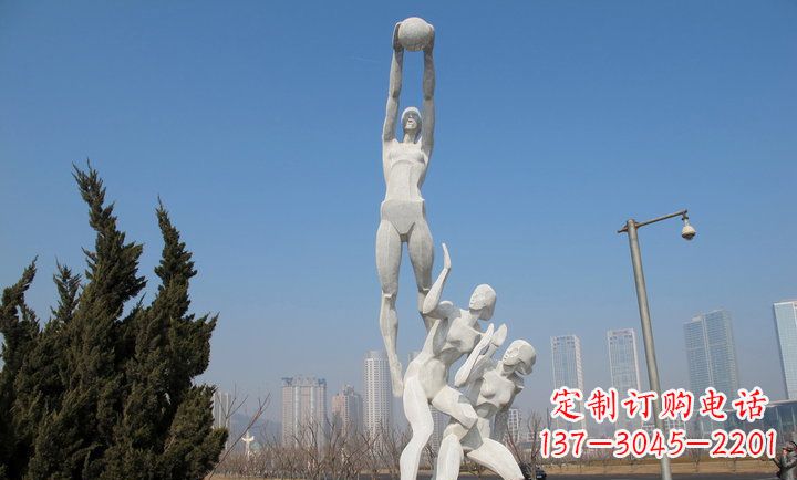 不锈钢运动投篮人物雕塑