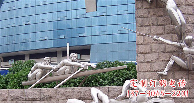 不锈钢运动员抽象街边景观雕塑