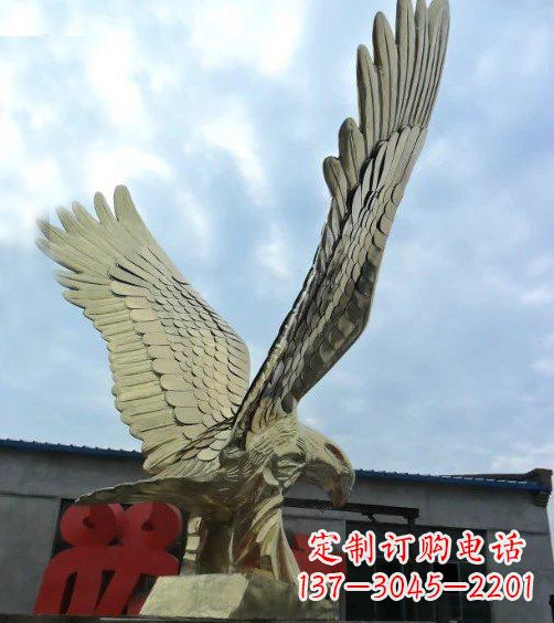 不锈钢展翅的雄鹰动物广场景观雕塑