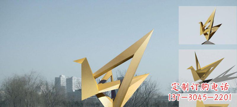 仙鹤雕塑 - 不锈钢/折纸/纸鹤/抽象/仙鹤/广场/景观 仙鹤雕塑 - 不锈钢/折纸/纸鹤/抽象/仙鹤/广场/景观