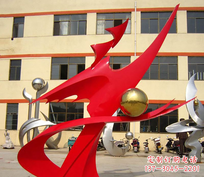 不锈钢蒸蒸日上企业景观雕塑
