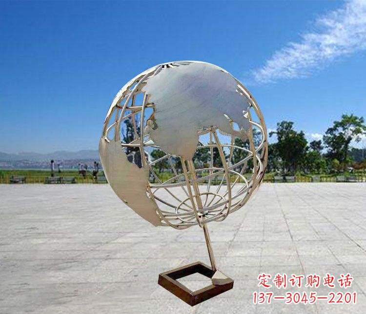地球仪雕塑 - 不锈钢/支架/地球仪 地球仪雕塑 - 不锈钢/支架/地球仪